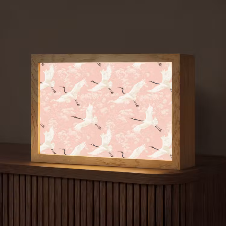 Kraanvogels - Bloesem - Roze Light Box met kabel (Tafellamp) klein 924 -z3d_website