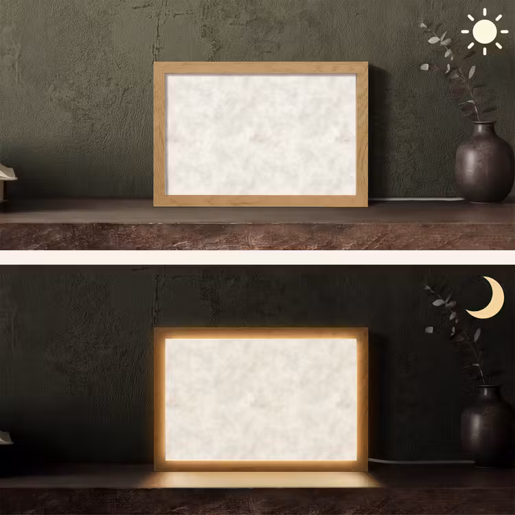 Crèmebeige - Marmer - Aders Light Box met kabel (Tafellamp) klein 924 -sfeer3