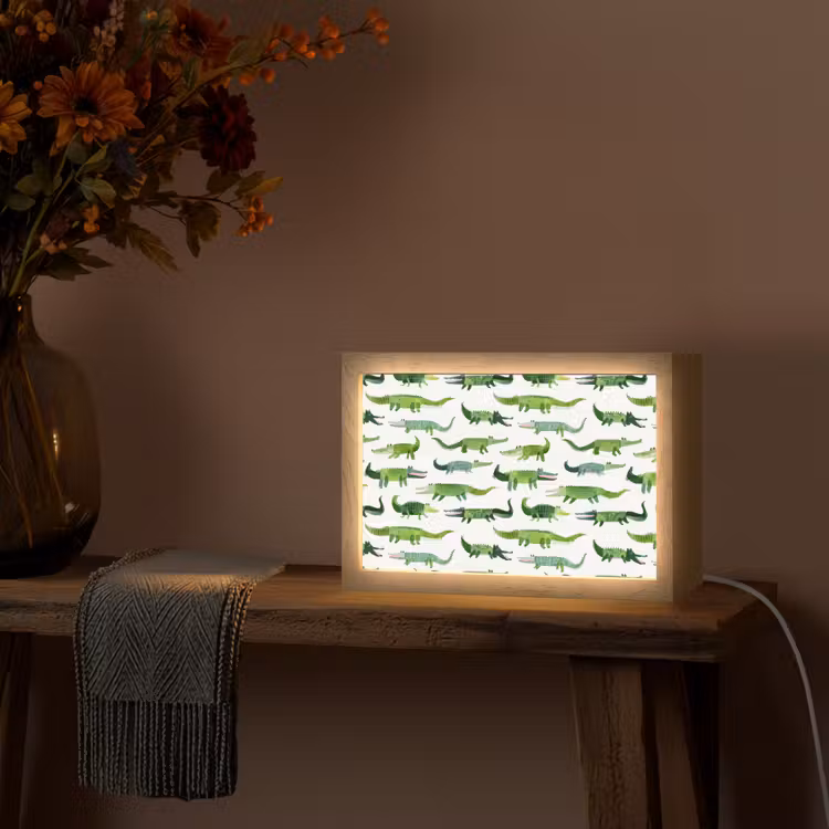 krokodillen - Speels - Groen Light Box met kabel (Tafellamp) klein 924 -sfeer4