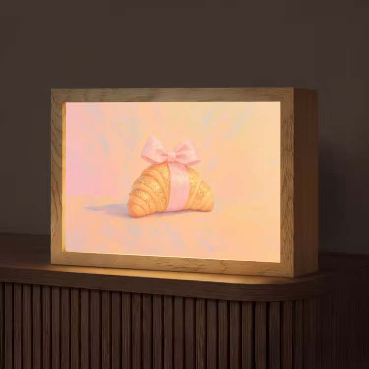 Croissant - Strik - Roze Light Box met kabel (Tafellamp) klein -z3d_website