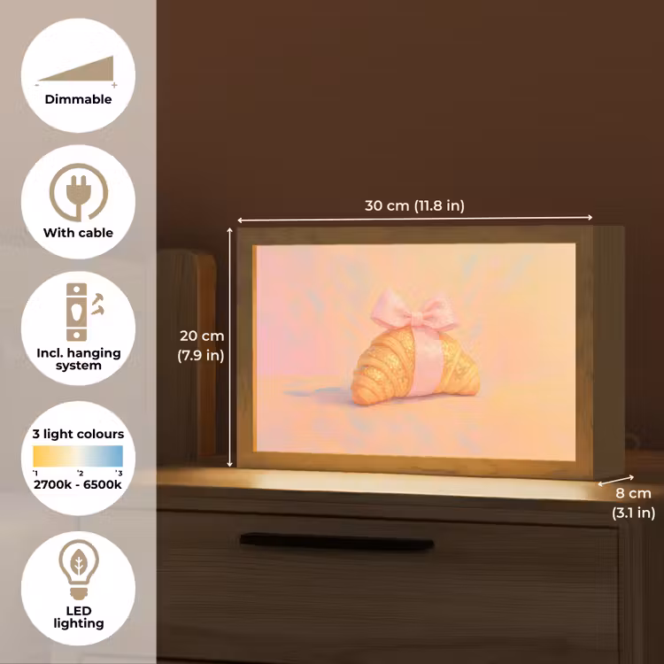 Croissant - Strik - Roze Light Box met kabel (Tafellamp) klein -USP_EN