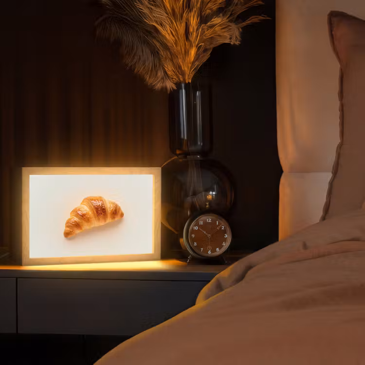Croissant - Brood - Beige Light Box met kabel (Tafellamp) klein -sfeer1