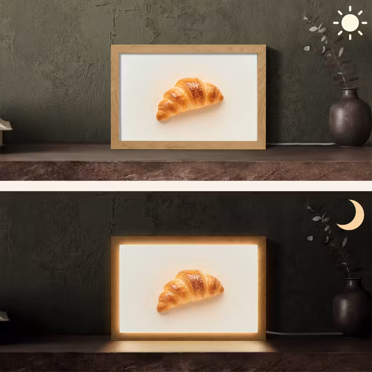 Croissant - Brood - Beige Light Box met kabel (Tafellamp) klein -sfeer3