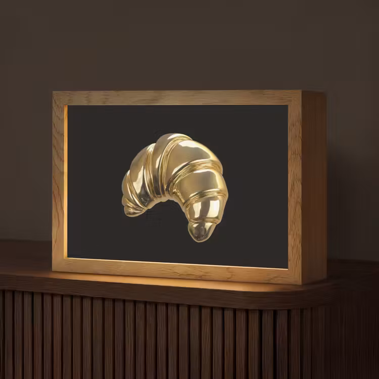 Croissant - Brood - Goud - Zwart Light Box met kabel (Tafellamp) klein -z3d_website