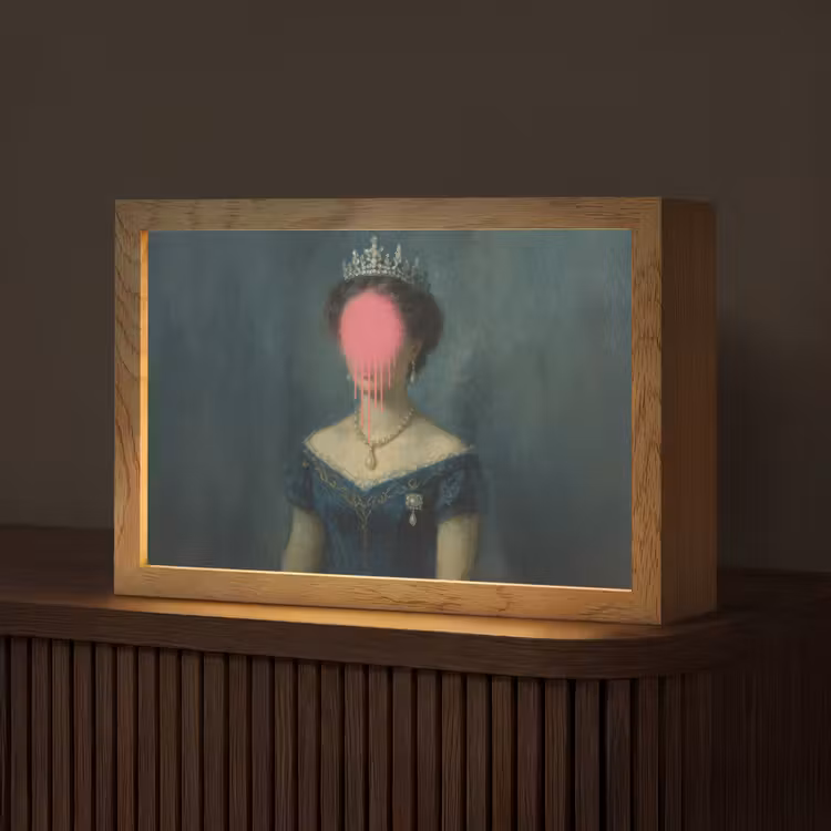 Kroon - Roze druipend verf - Portret Light Box met kabel (Tafellamp) klein -z3d_website