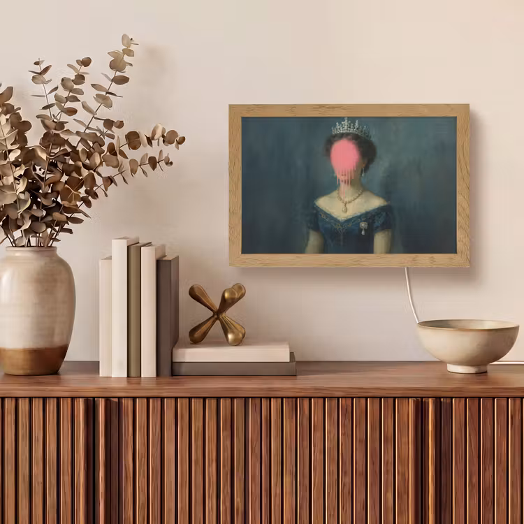 Kroon - Roze druipend verf - Portret Light Box met kabel (Tafellamp) klein -sfeer2