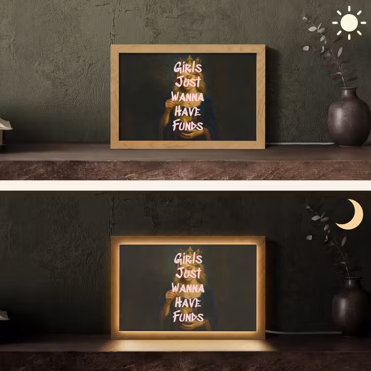 Kroon - Vrouw - Jurk - Opvallend Light Box met kabel (Tafellamp) klein -sfeer3