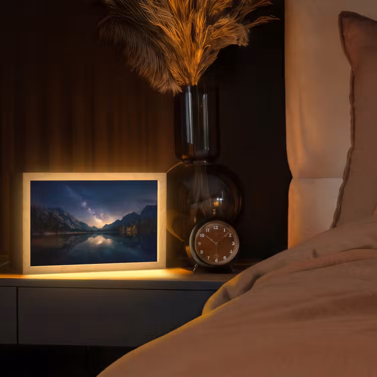 Kristalhelder meer - Bergen - Bergen Light Box met kabel (Tafellamp) klein -sfeer1
