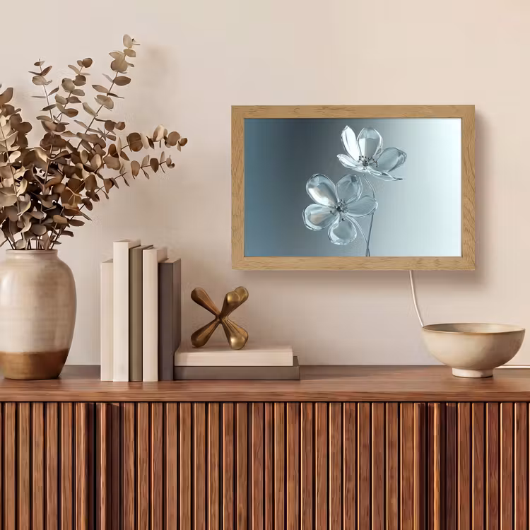 Kristal - Bloemen - Grijs Light Box met kabel (Tafellamp) klein -sfeer2