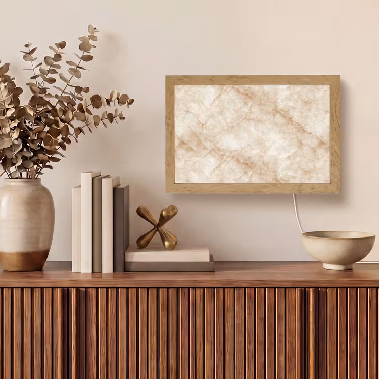 Kristalstructuur - Bruin - Marmer Light Box met kabel (Tafellamp) klein 924 -sfeer2