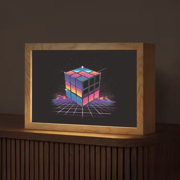 Kubus - Kleurrijk - Raster Light Box met kabel (Tafellamp) klein -z3d_website