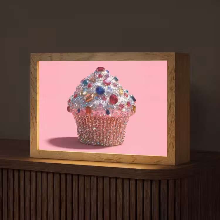 Cupcake - Kleurrijk - Edelstenen Light Box met kabel (Tafellamp) klein -z3d_website
