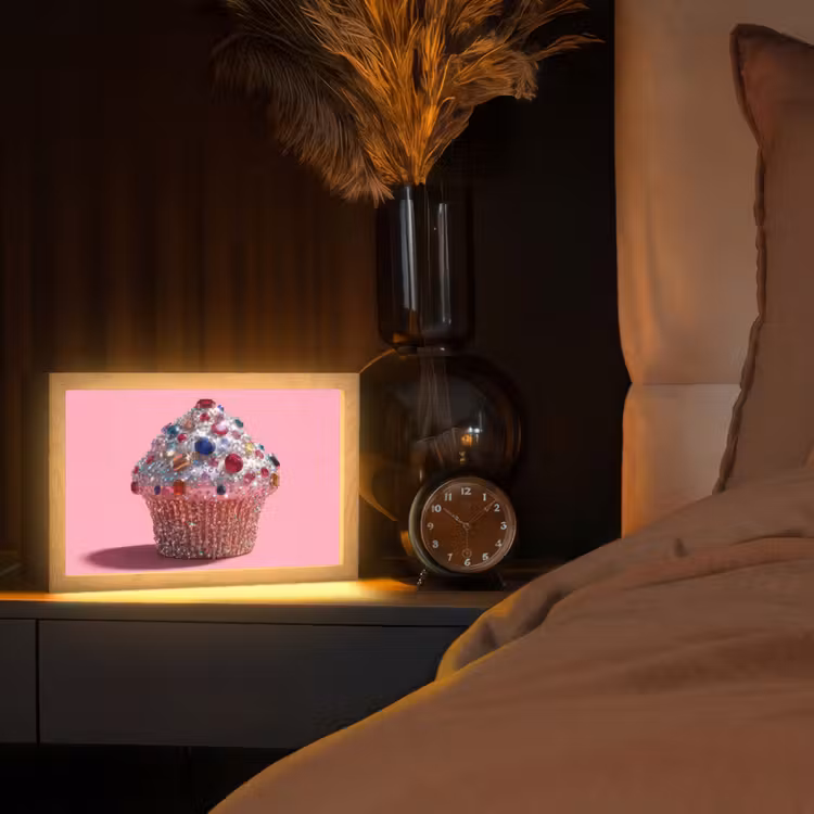 Cupcake - Kleurrijk - Edelstenen Light Box met kabel (Tafellamp) klein -sfeer1