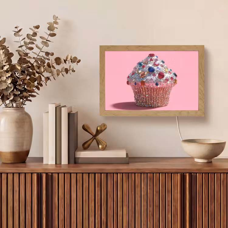 Cupcake - Kleurrijk - Edelstenen Light Box met kabel (Tafellamp) klein -sfeer2