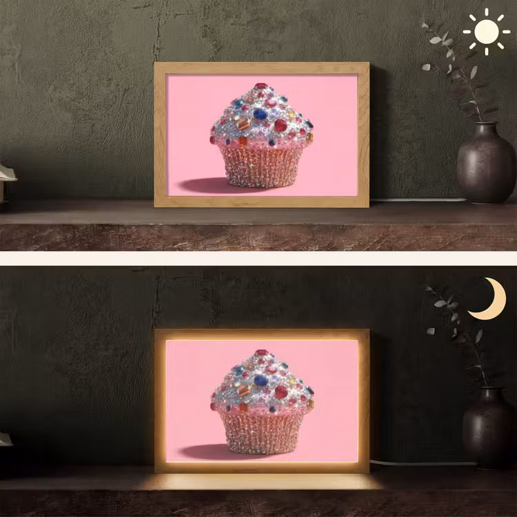 Cupcake - Kleurrijk - Edelstenen Light Box met kabel (Tafellamp) klein -sfeer3