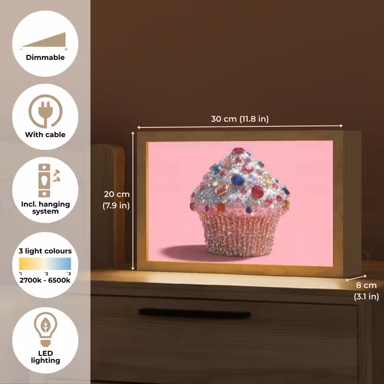 Cupcake - Kleurrijk - Edelstenen Light Box met kabel (Tafellamp) klein -USP_EN