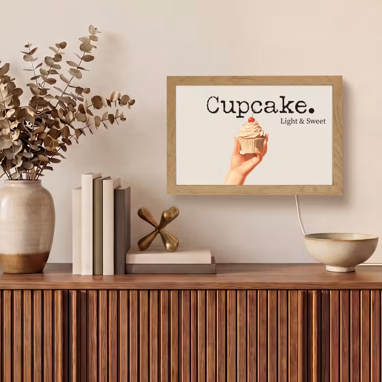 Cupcake - Zoet - Kers Light Box met kabel (Tafellamp) klein -sfeer2