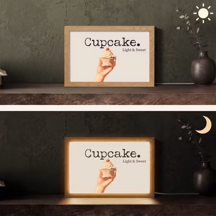 Cupcake - Zoet - Kers Light Box met kabel (Tafellamp) klein -sfeer3