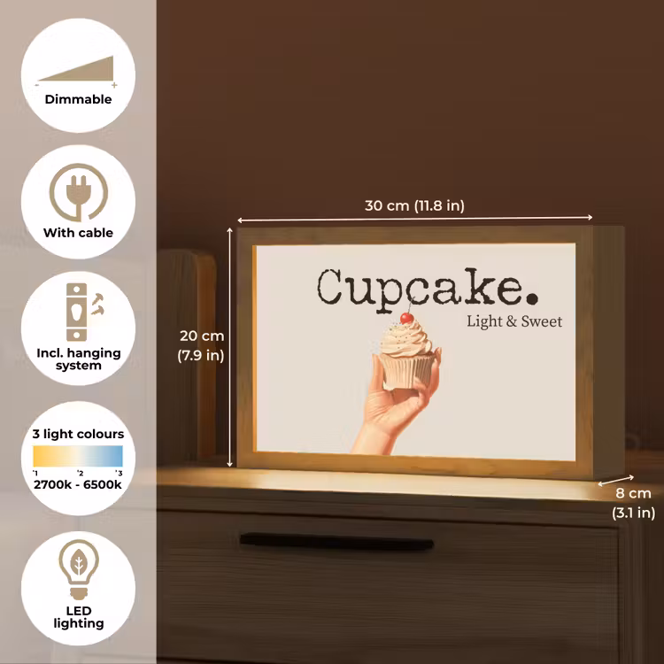 Cupcake - Zoet - Kers Light Box met kabel (Tafellamp) klein -USP_EN