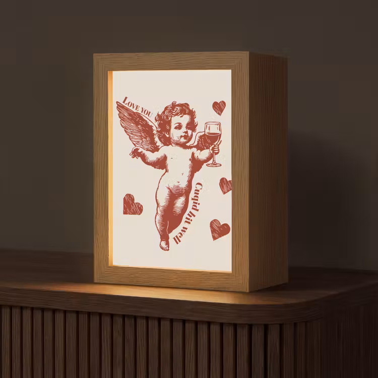 Cupido - Hartjes - Rood - Klassiek Light Box met kabel (Tafellamp) klein -z3d_website