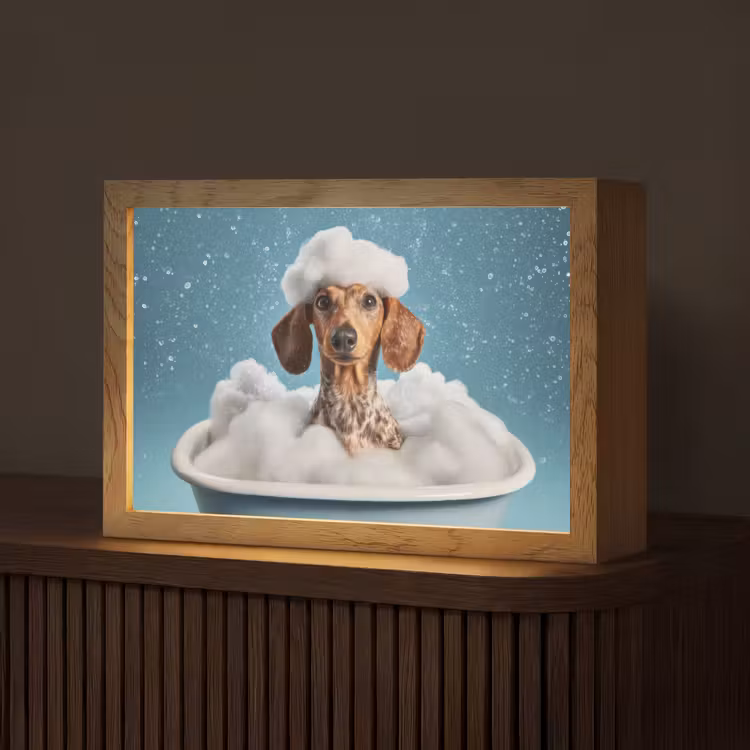 Teckel - Bad - Schuim - Waterdruppels Light Box met kabel (Tafellamp) klein -z3d_website