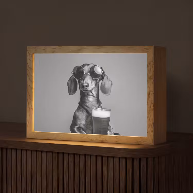 Teckel - Bier - Glas - Bril Light Box met kabel (Tafellamp) klein -z3d_website