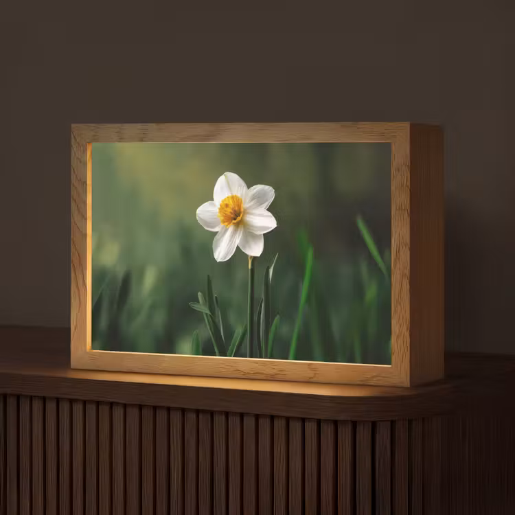 Narcis - Bloem - Wit - Grassprieten Light Box met kabel (Tafellamp) klein -z3d_website