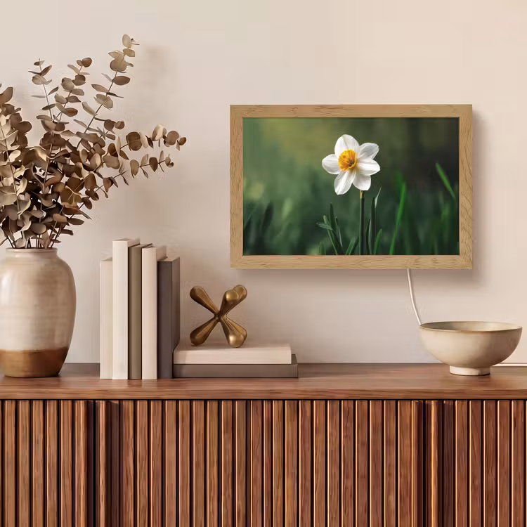 Narcis - Bloem - Wit - Grassprieten Light Box met kabel (Tafellamp) klein -sfeer2