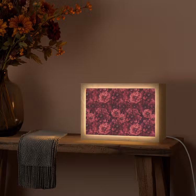 Dahlias - Bloemen - Rood Light Box met kabel (Tafellamp) klein 924 -sfeer4