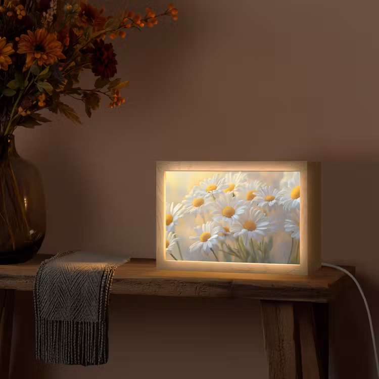 Madeliefjes - Wit - Zonlicht Light Box met kabel (Tafellamp) klein -sfeer4