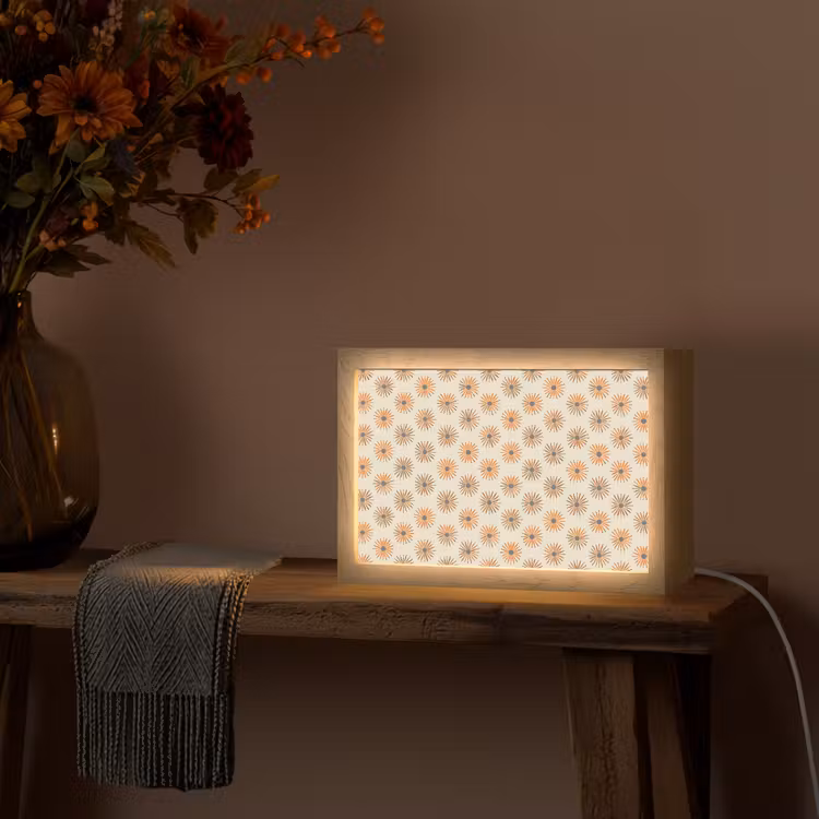 Madelief - Patroon - Oranje Light Box met kabel (Tafellamp) klein 924 -sfeer4