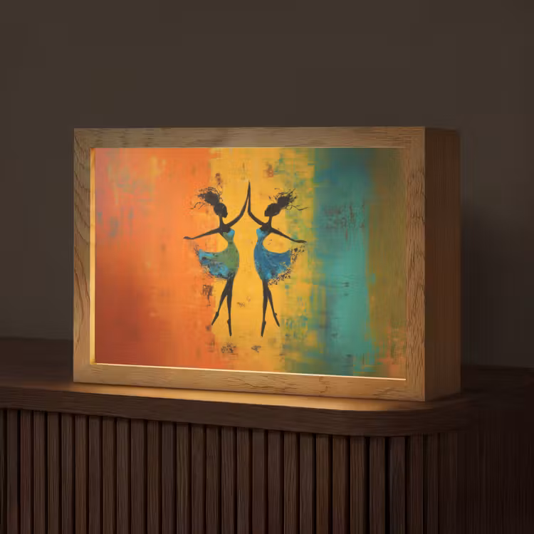 Dansen - Vrouwen - Verfstructuur Light Box met kabel (Tafellamp) klein -z3d_website