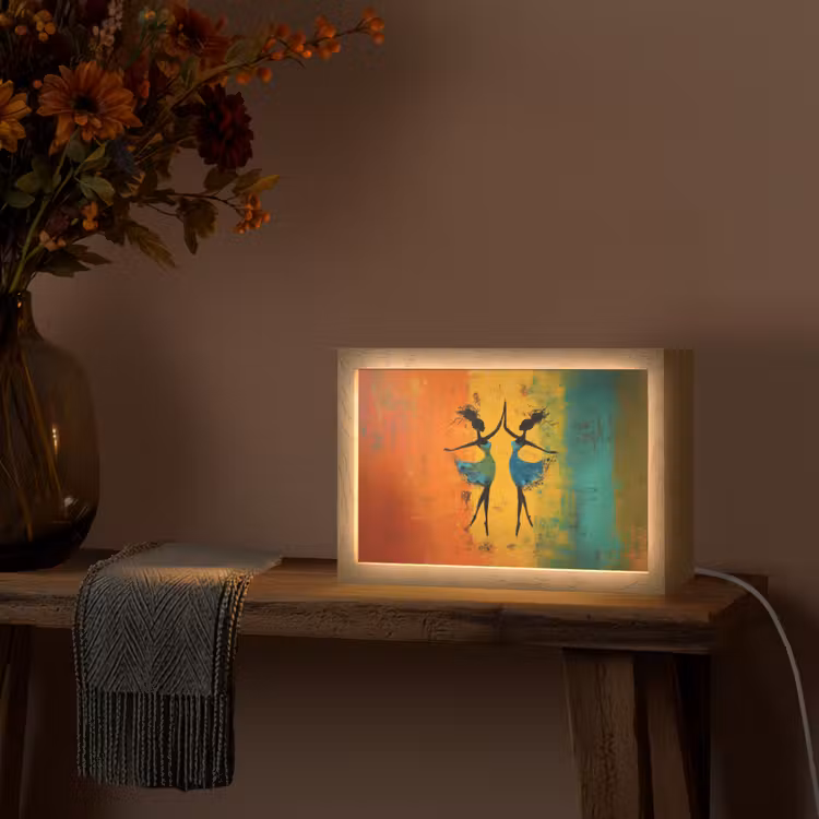 Dansen - Vrouwen - Verfstructuur Light Box met kabel (Tafellamp) klein -sfeer4