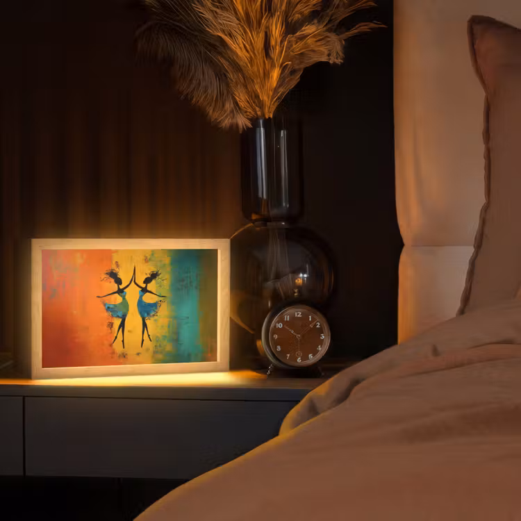 Dansen - Vrouwen - Verfstructuur Light Box met kabel (Tafellamp) klein -sfeer1