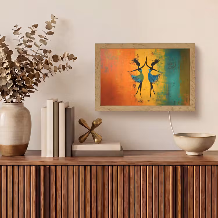 Dansen - Vrouwen - Verfstructuur Light Box met kabel (Tafellamp) klein -sfeer2