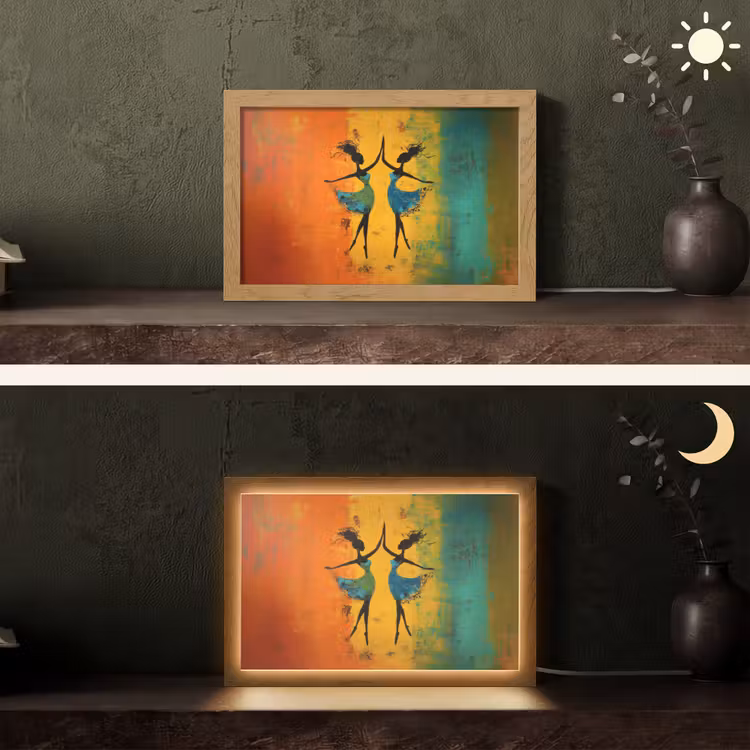 Dansen - Vrouwen - Verfstructuur Light Box met kabel (Tafellamp) klein -sfeer3