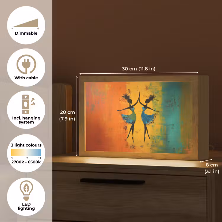 Dansen - Vrouwen - Verfstructuur Light Box met kabel (Tafellamp) klein -USP_EN