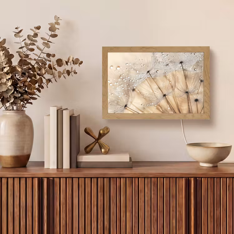 Paardenbloem - Abstract - Natuur - Beige Light Box met kabel (Tafellamp) klein -sfeer2