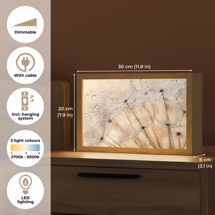 Paardenbloem - Abstract - Natuur - Beige Light Box met kabel (Tafellamp) klein -USP_EN