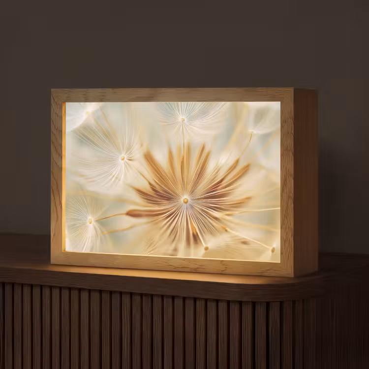 Paardenbloem - Beige - Abstract - Modern - Natuur Light Box met kabel (Tafellamp) klein -z3d_website