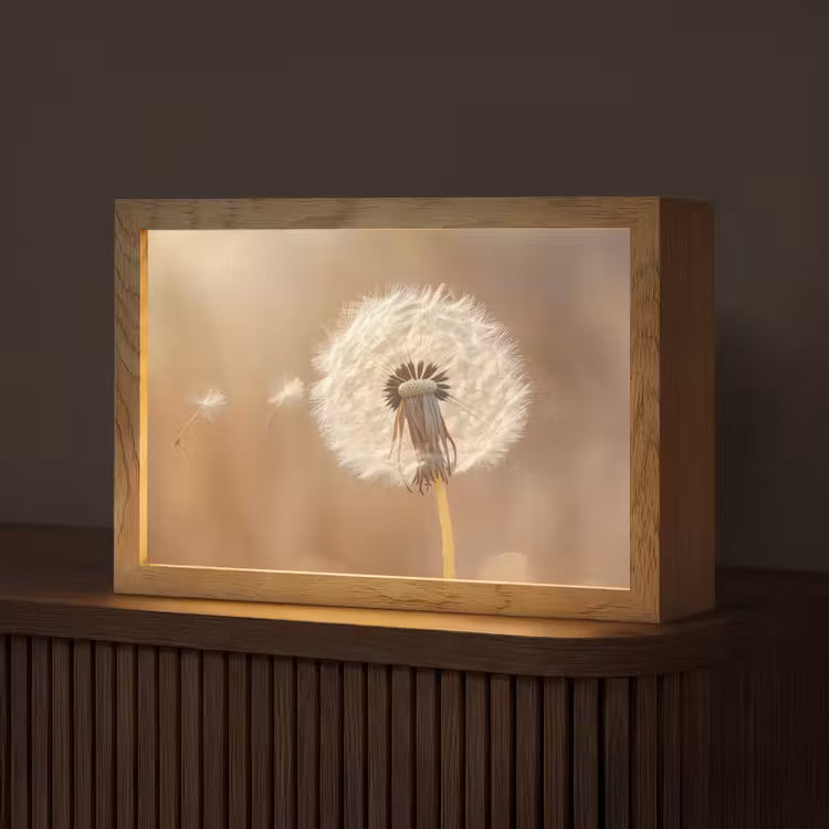 Paardenbloem - Beige - Natuur - Bloem Light Box met kabel (Tafellamp) klein -z3d_website