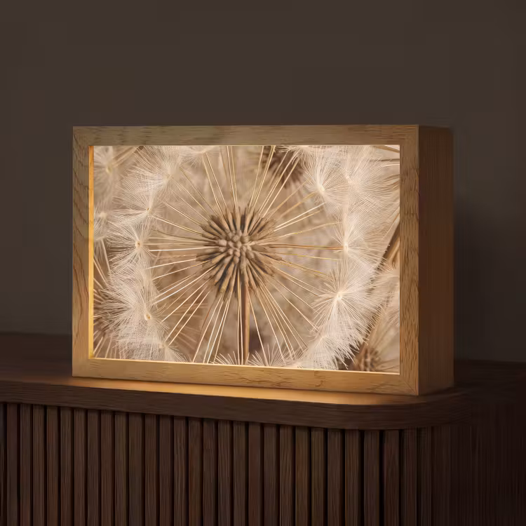 Paardenbloem - Bloemen - Natuur - Bruin Light Box met kabel (Tafellamp) klein -z3d_website