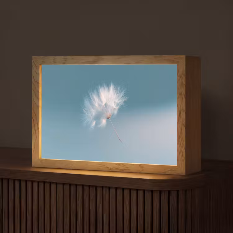 Paardenbloempluisje - Blauw - Lucht Light Box met kabel (Tafellamp) klein -z3d_website