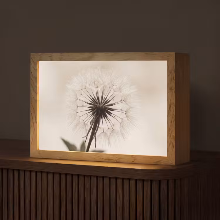 Paardenbloem - Minimalistisch - Wit Light Box met kabel (Tafellamp) klein -z3d_website