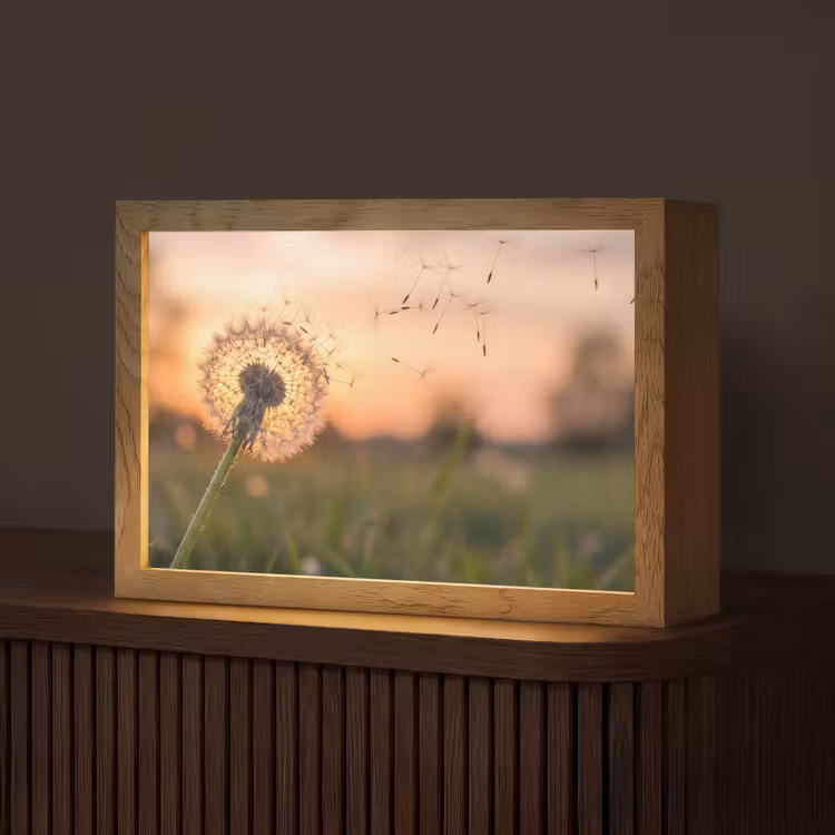 Paardenbloem - Zonsondergang - Veld Light Box met kabel (Tafellamp) klein -z3d_website