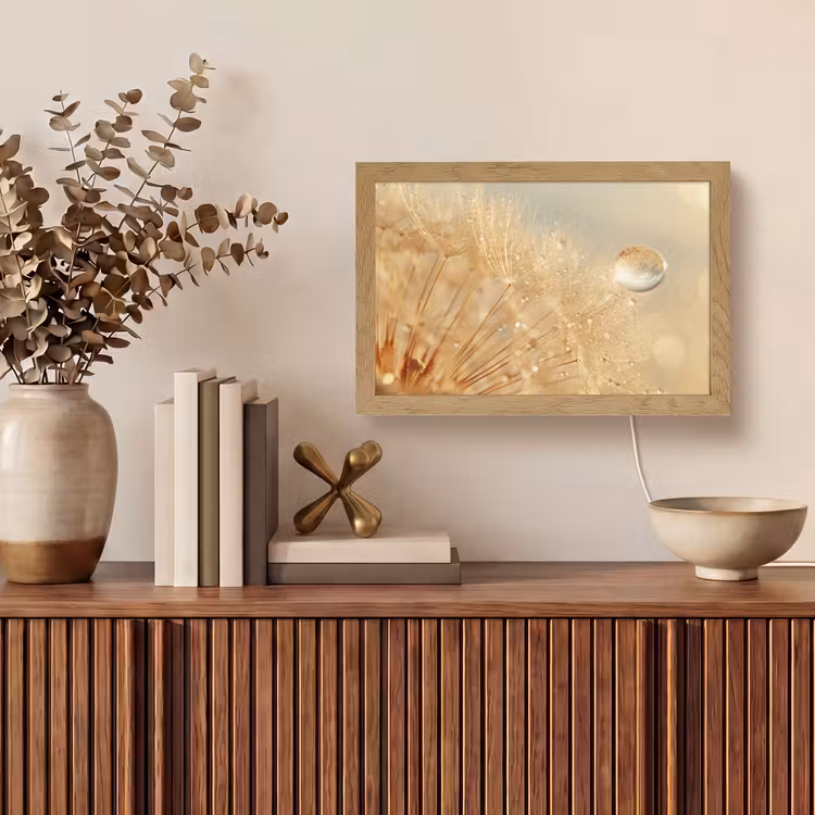 Paardenbloem - Water - Natuur - Planten - Modern Light Box met kabel (Tafellamp) klein -sfeer2