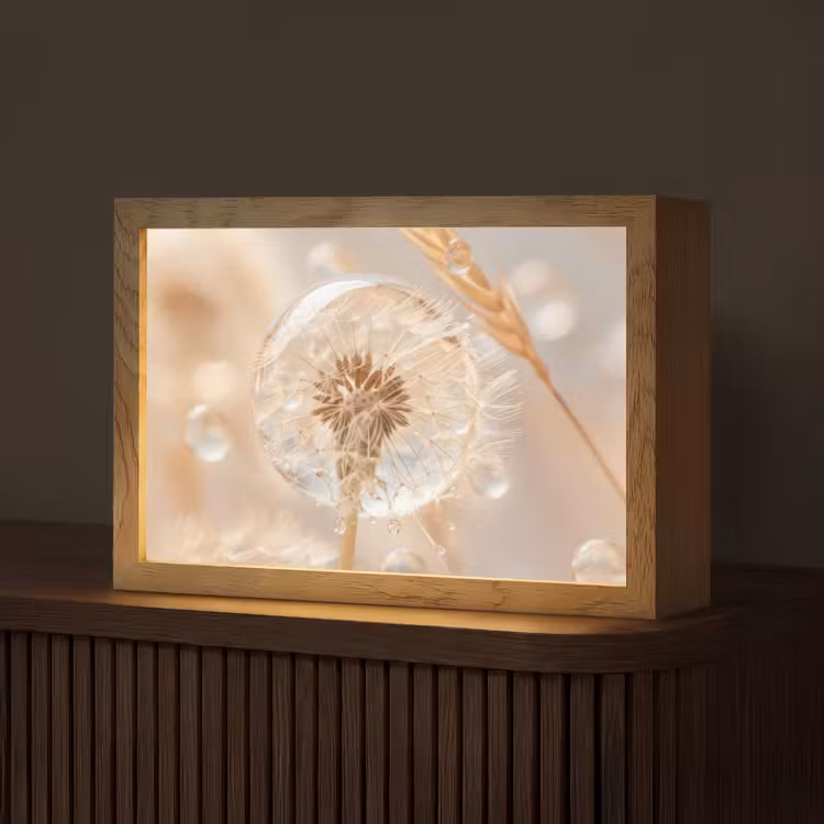 Paardenbloem - Water - Natuur - Stilleven - Modern Light Box met kabel (Tafellamp) klein -z3d_website