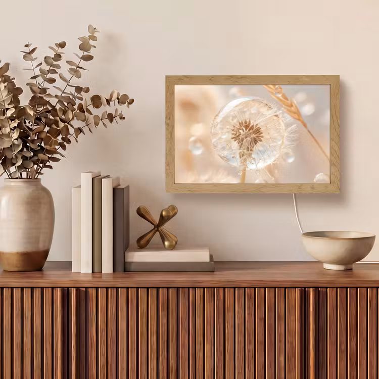 Paardenbloem - Water - Natuur - Stilleven - Modern Light Box met kabel (Tafellamp) klein -sfeer2