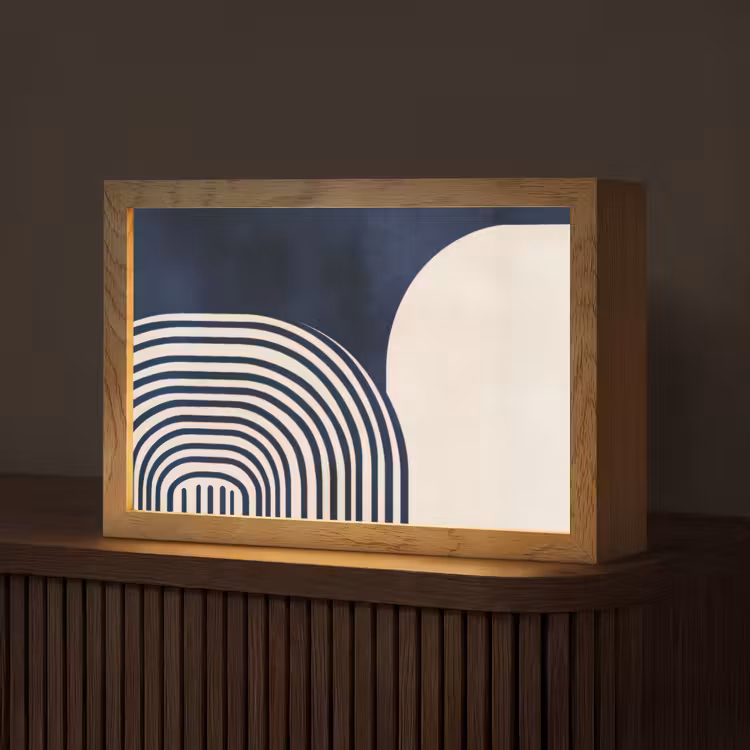 Donkerblauw - Abstract - Lijnen Light Box met kabel (Tafellamp) klein -z3d_website
