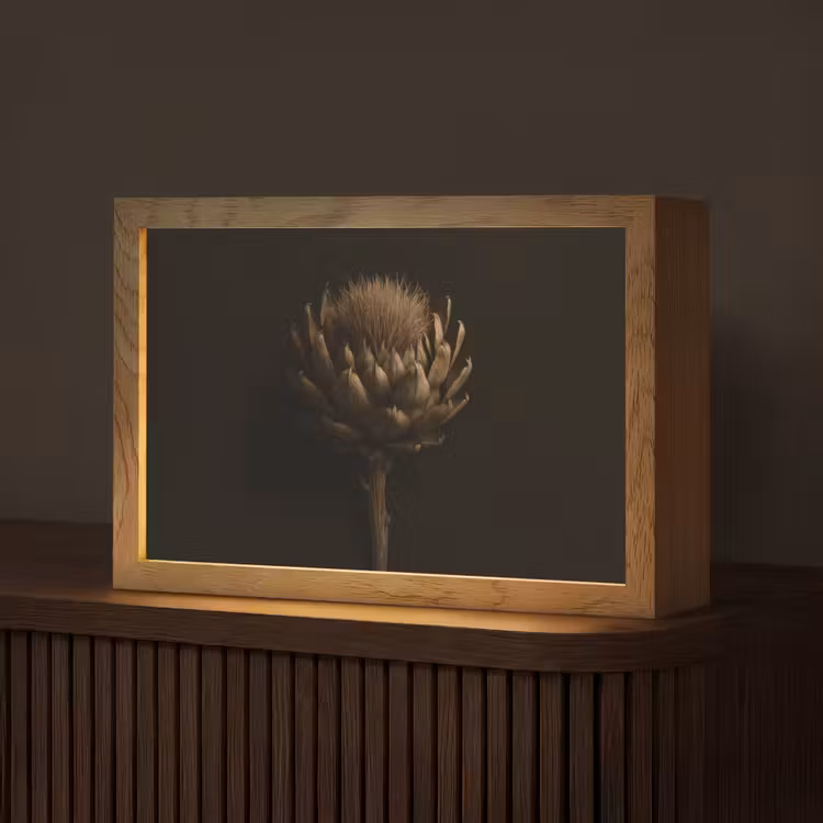 Donkerbruin - Bloem - Textuur - Artisjok Light Box met kabel (Tafellamp) klein -z3d_website